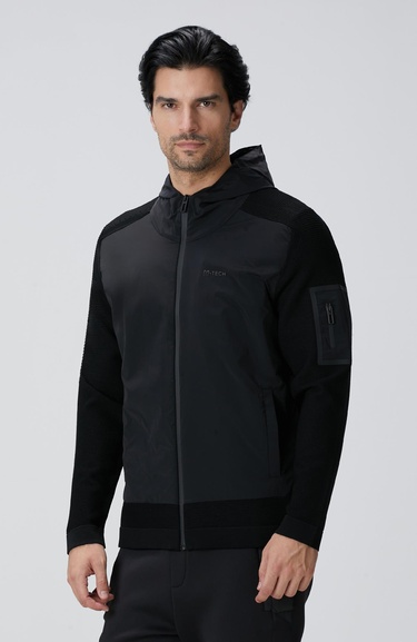  Network Erkek N-Tech Siyah Scuba Detaylı Triko Mont