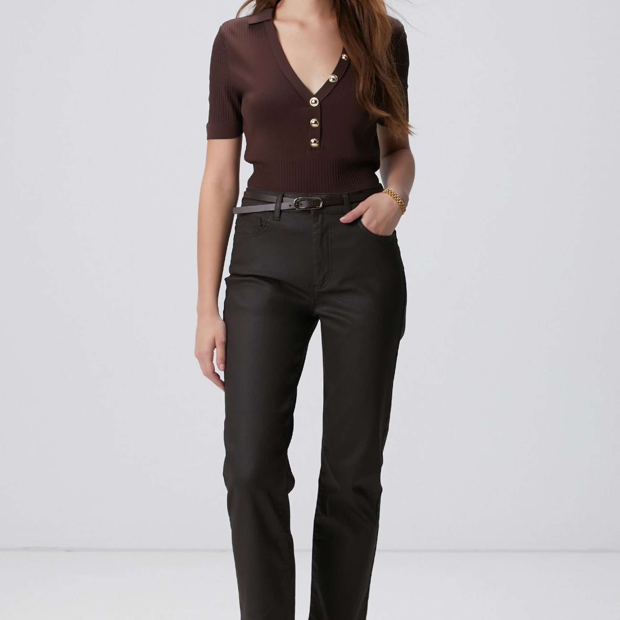 Network Kadın Koyu Kahverengi Denim Pantolon