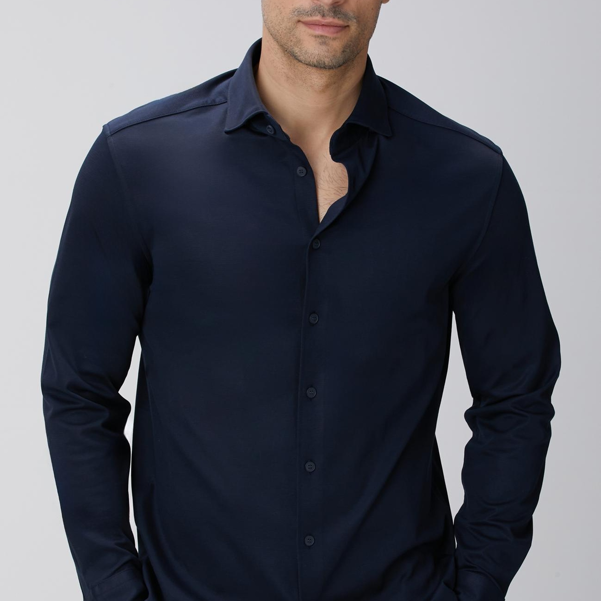 Network Erkek N-Tech Lacivert Örme Gömlek