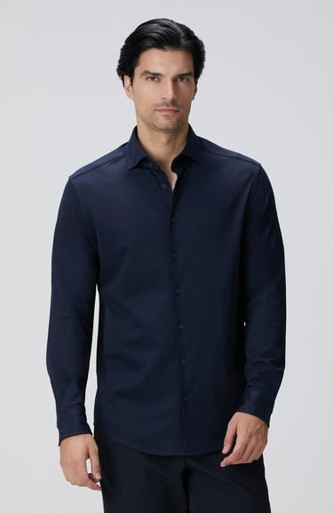  Network Erkek N-Tech Lacivert Örme Gömlek