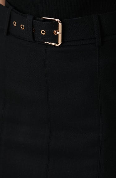  Network Kadın Siyah Yün Karışımlı Mini Etek