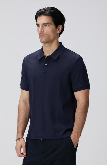  Network Erkek Lacivert Waffle Dokulu T-shirt