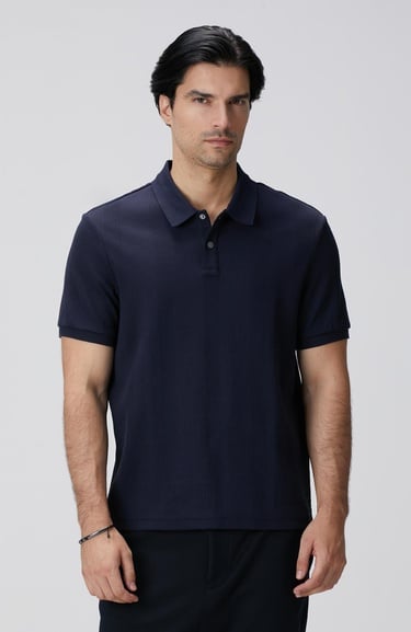  Network Erkek Lacivert Waffle Dokulu T-shirt