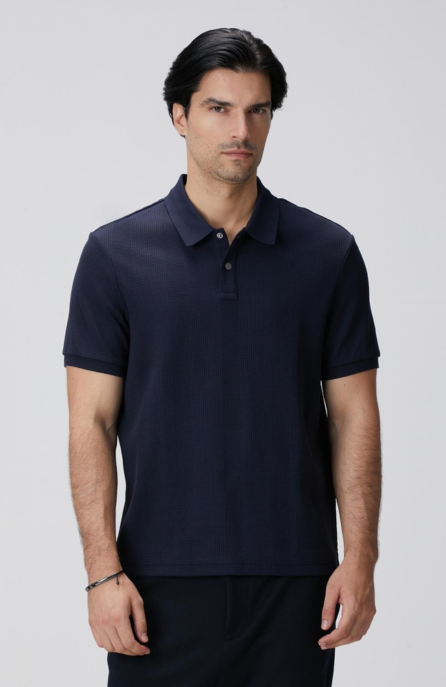  Network Erkek Lacivert Waffle Dokulu T-shirt