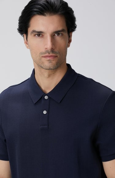  Network Erkek Lacivert Waffle Dokulu T-shirt