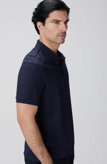  Network Erkek Lacivert Waffle Dokulu T-shirt