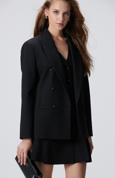  Network Kadın Siyah Yün Karışımlı Ceket