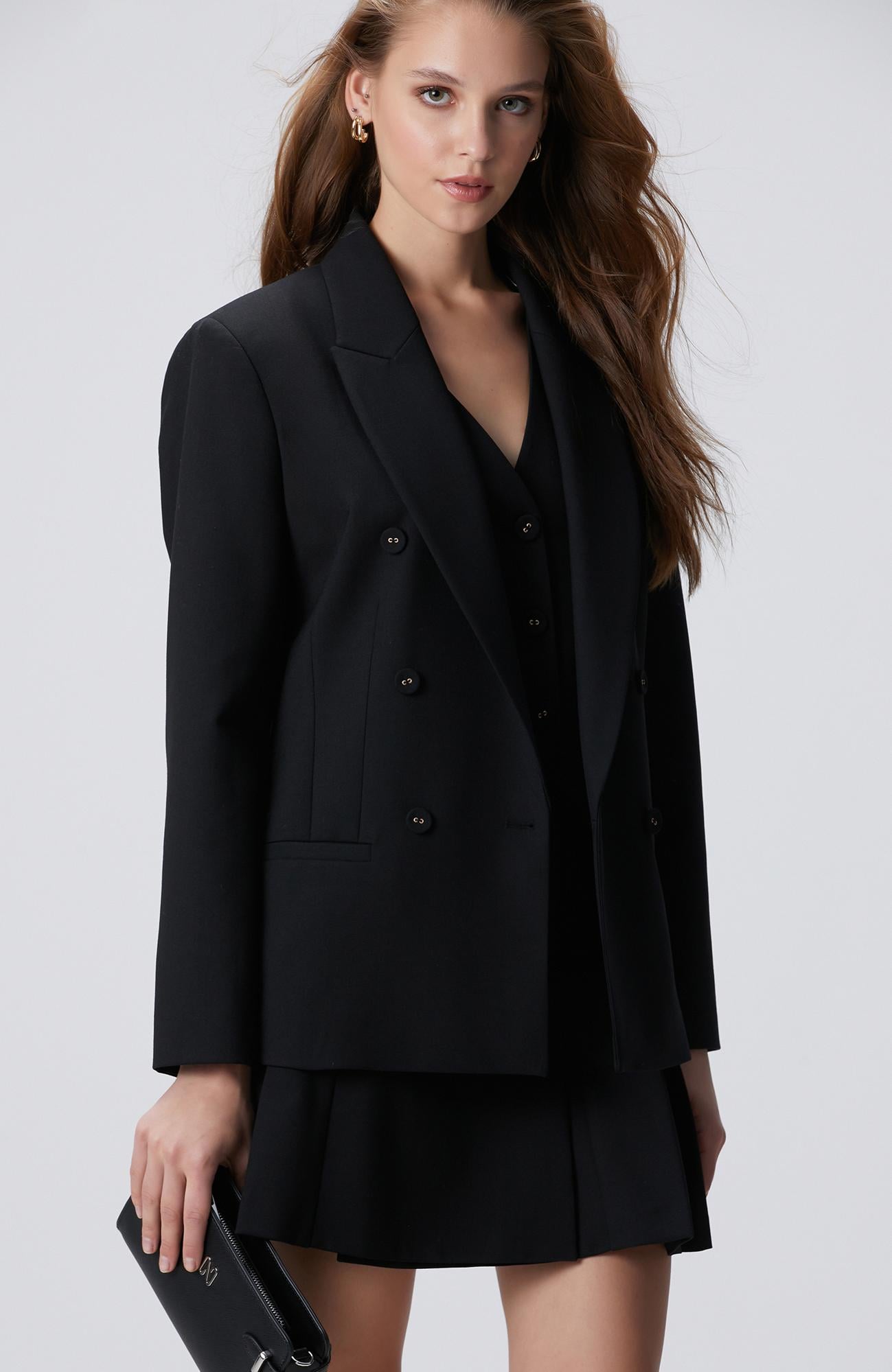  Network Kadın Siyah Yün Karışımlı Ceket