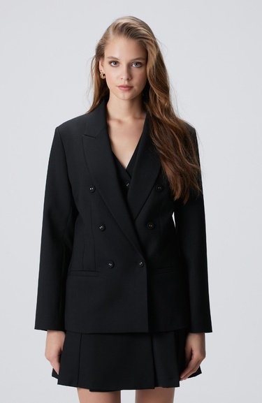  Network Kadın Siyah Yün Karışımlı Ceket