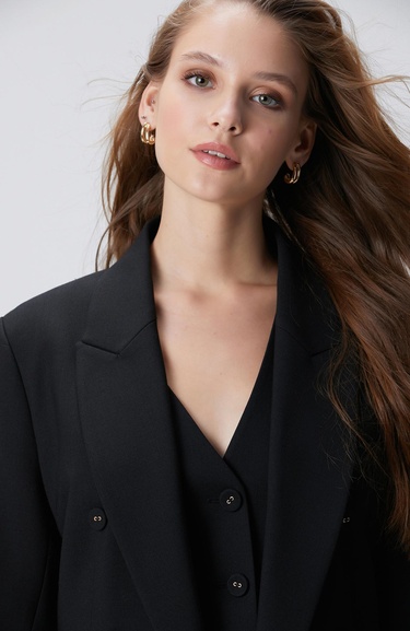  Network Kadın Siyah Yün Karışımlı Ceket