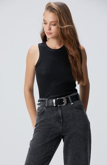  Network Kadın Siyah Varak Baskılı Örme Atlet