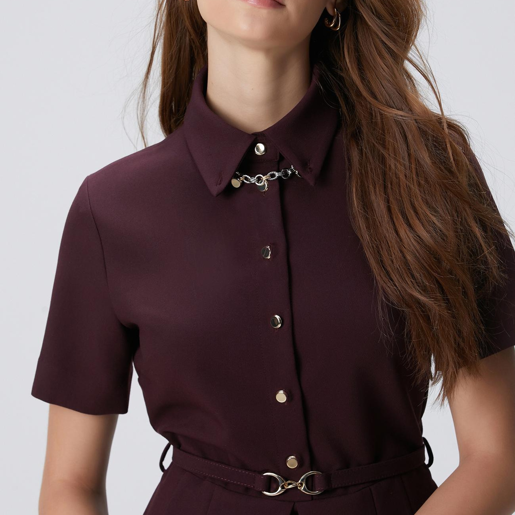 Network Kadın Vişne Kemerli Mini Elbise