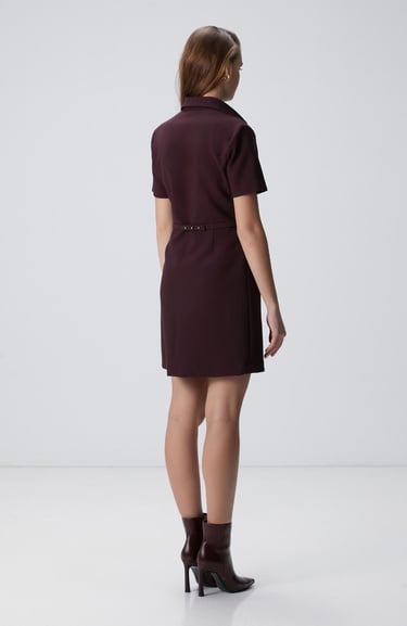  Network Kadın Vişne Kemerli Mini Elbise
