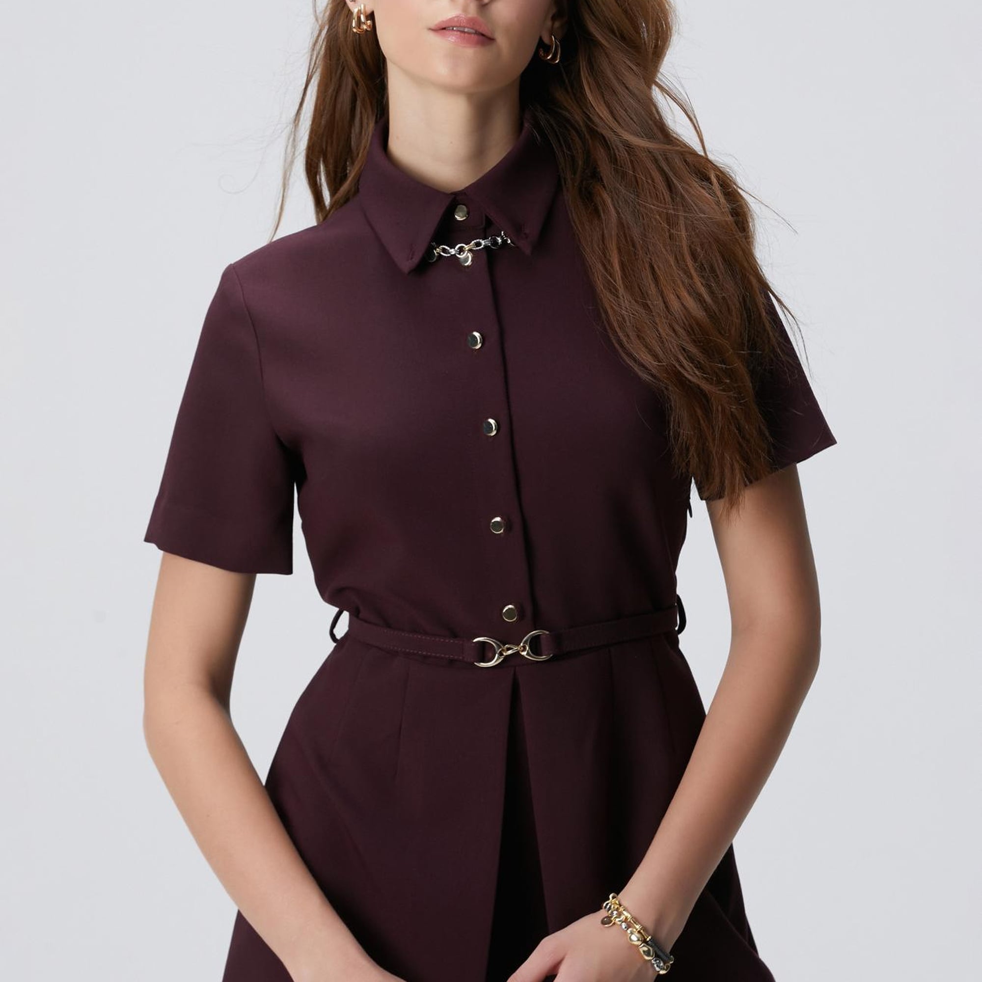 Network Kadın Vişne Kemerli Mini Elbise