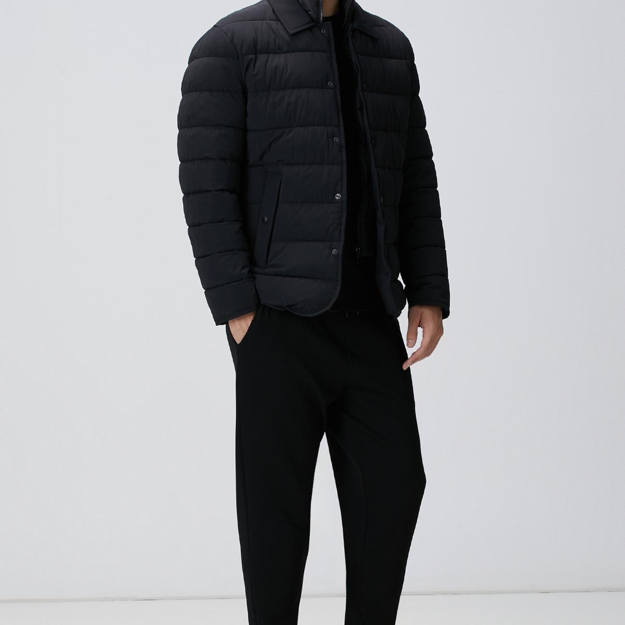 Network Erkek Siyah Puffer Coat Ceket