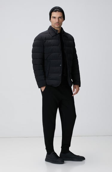  Network Erkek Siyah Puffer Coat Ceket