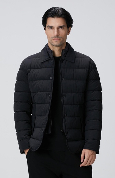  Network Erkek Siyah Puffer Coat Ceket