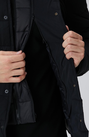  Network Erkek Siyah Puffer Coat Ceket