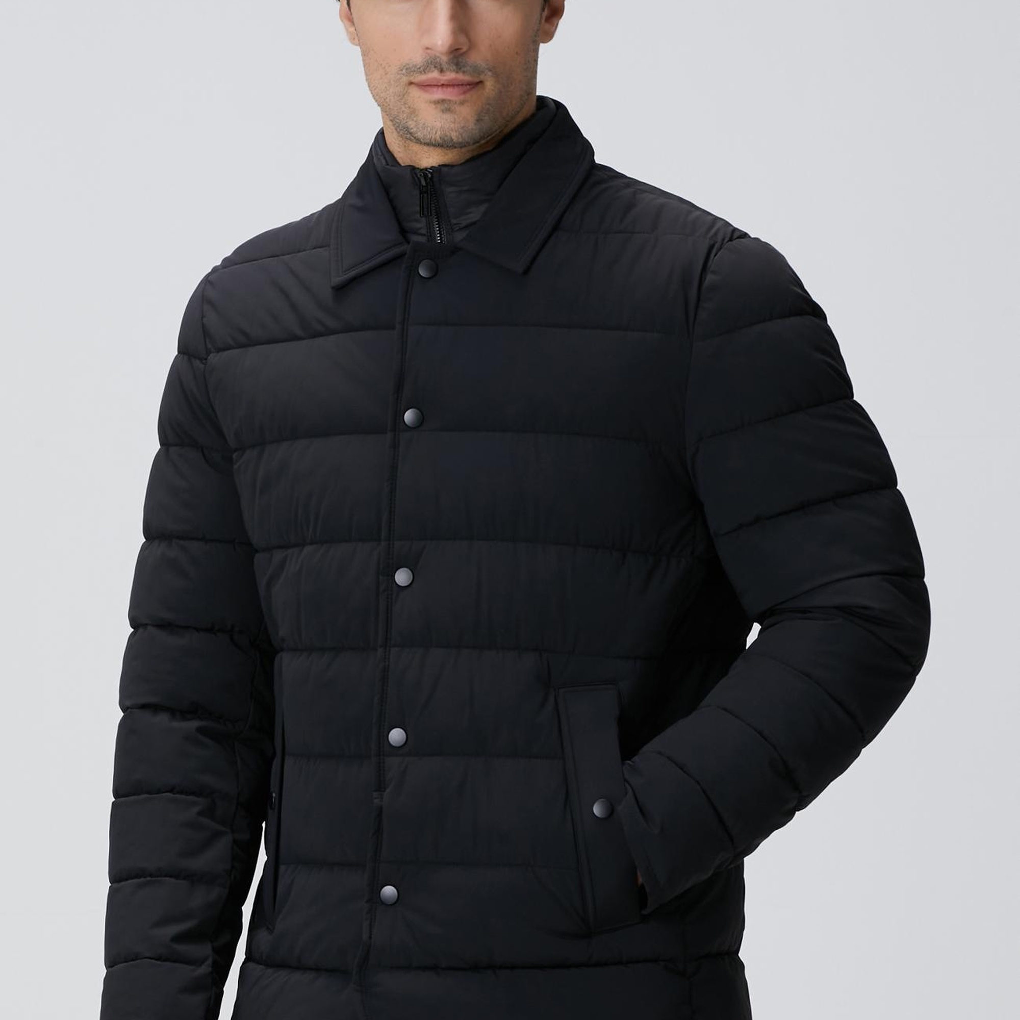 Network Erkek Siyah Puffer Coat Ceket