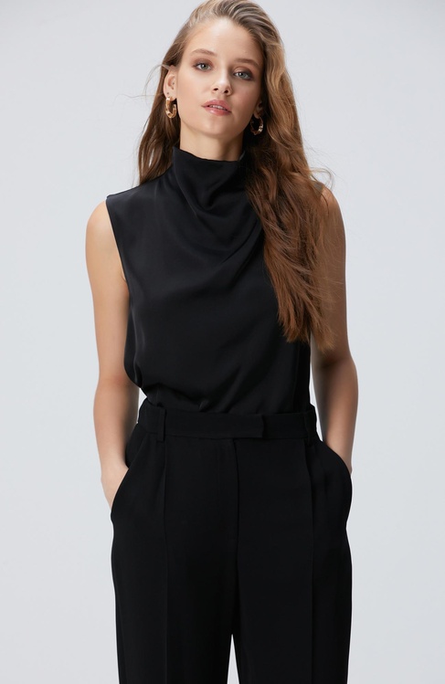  Network Kadın Siyah Degaje Yaka Bluz