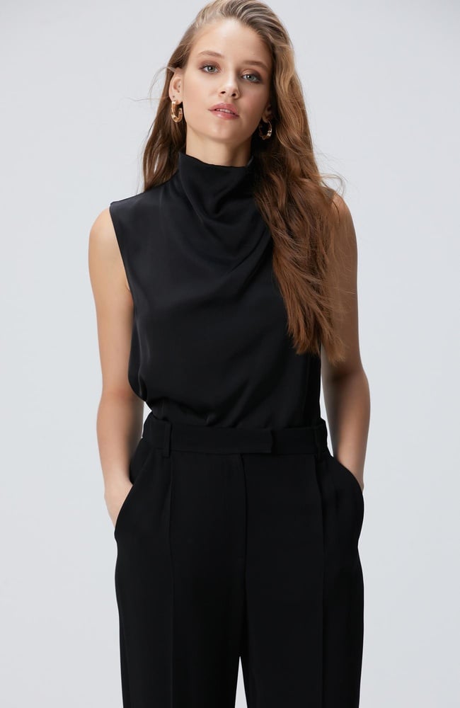  Network Kadın Siyah Degaje Yaka Bluz