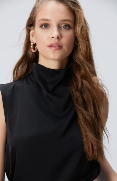 Network Kadın Siyah Degaje Yaka Bluz
