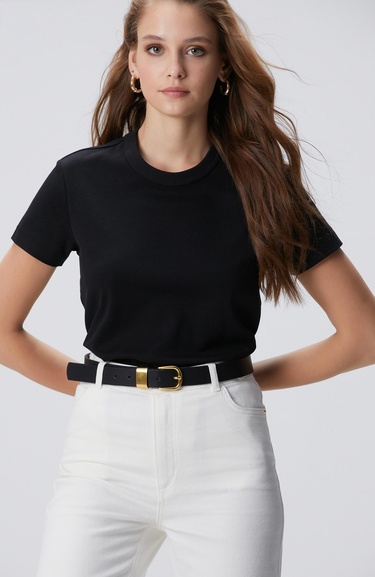  Network Kadın Siyah Basic T-shirt