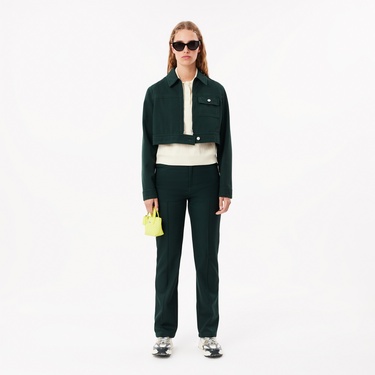  Kadın Straight Fit Koyu Yeşil Pantolon