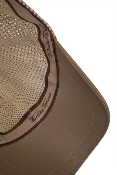  Tamer Tanca Erkek Deri & Tekstil Bej Hasır Beyzbol Şapka