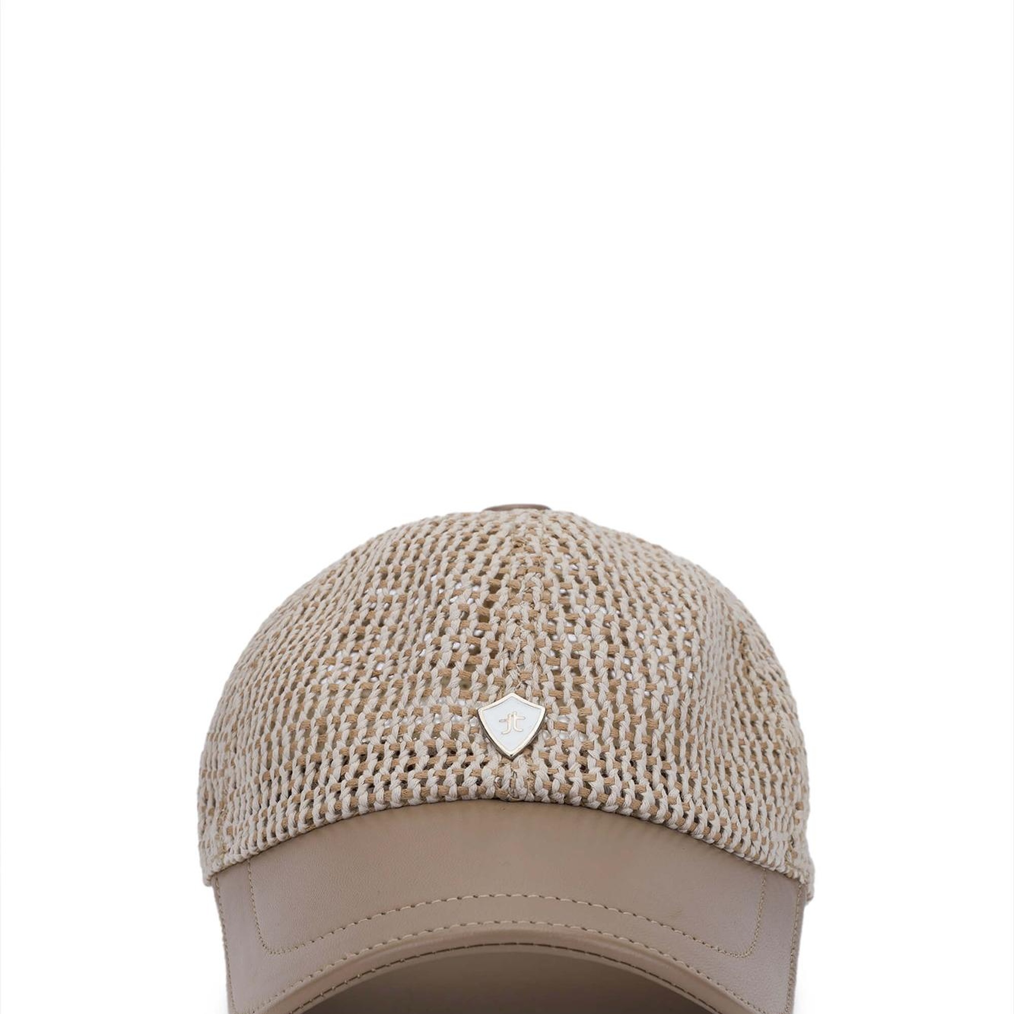 Tamer Tanca Erkek Deri & Tekstil Bej Hasır Beyzbol Şapka