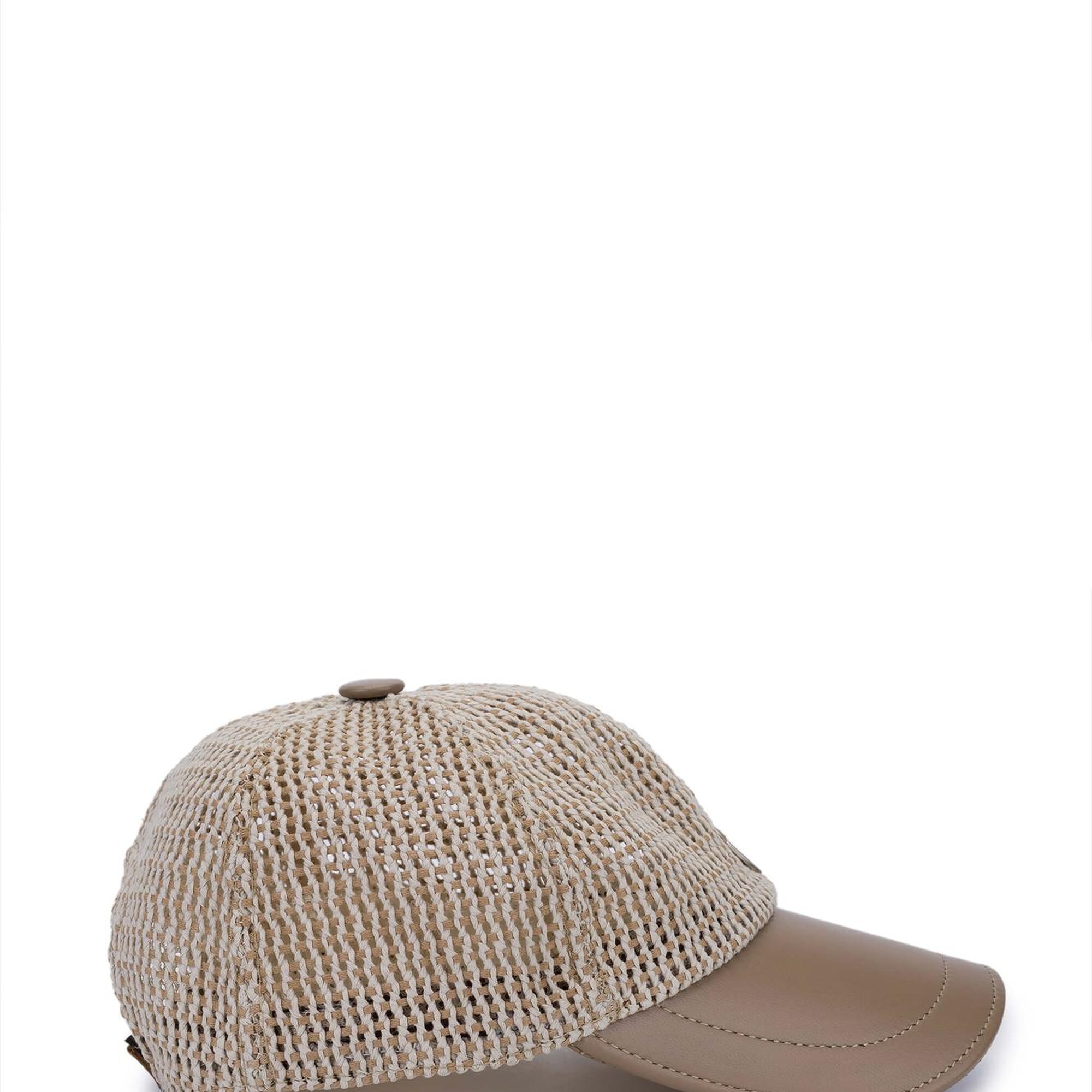 Tamer Tanca Erkek Deri & Tekstil Bej Hasır Beyzbol Şapka