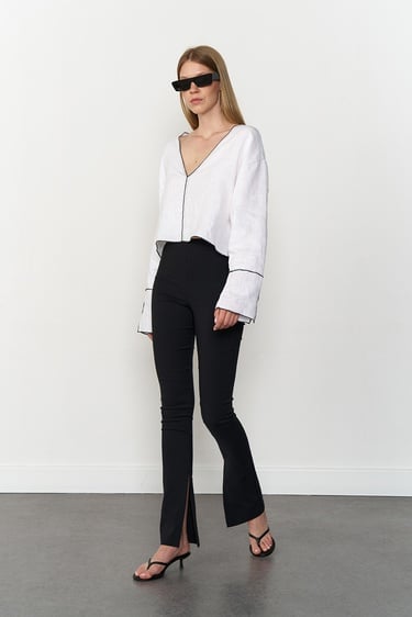  Yırtmaç Detaylı Tayt Pantolon