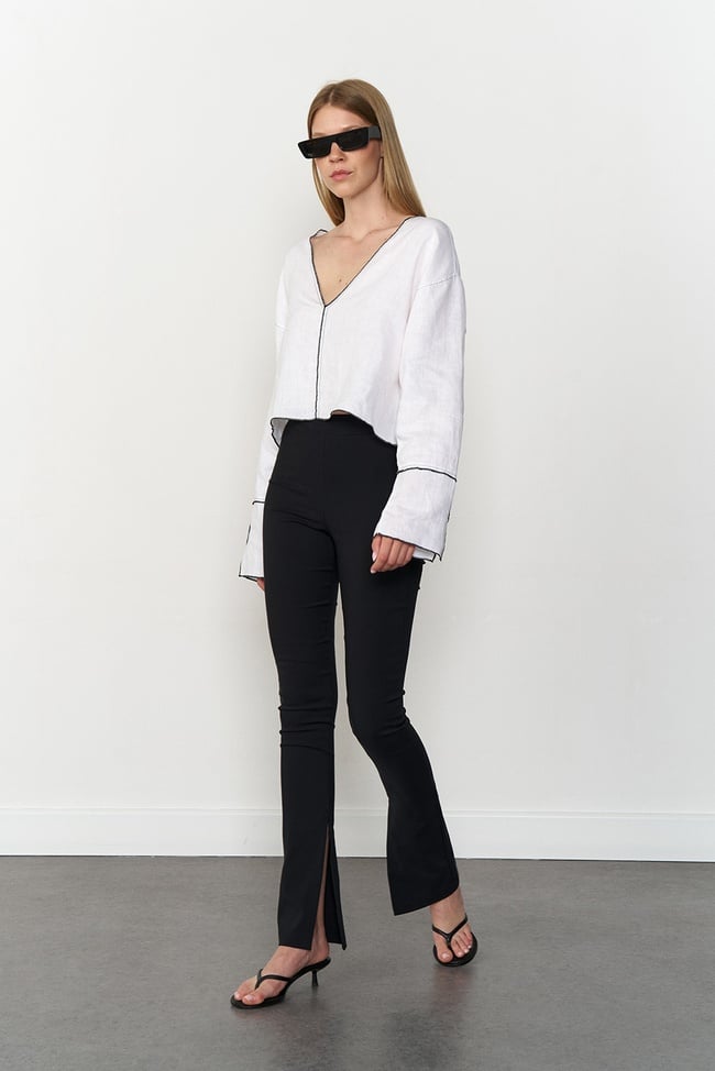  Yırtmaç Detaylı Tayt Pantolon