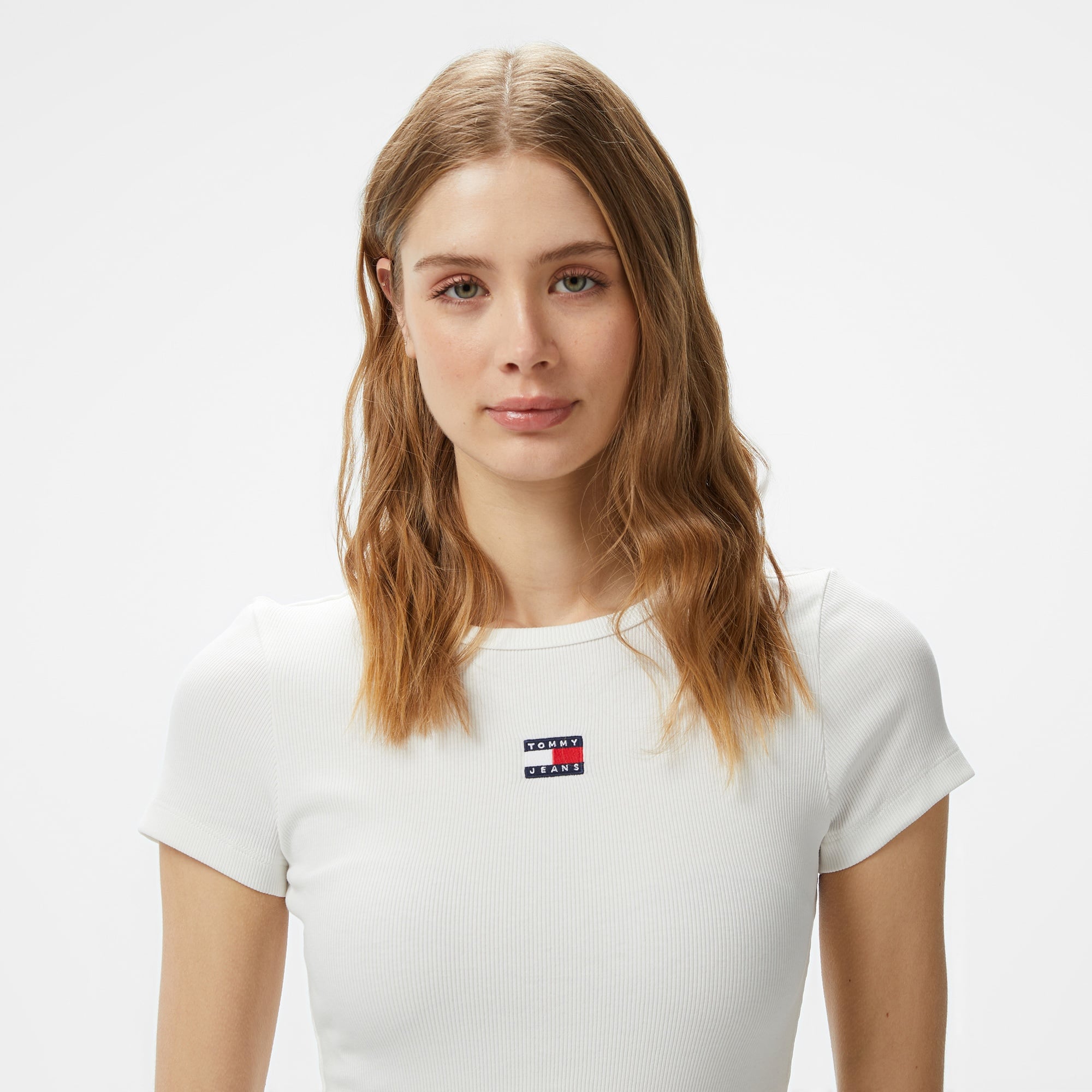 Tommy Hilfiger Badge Kadın Beyaz T-Shirt