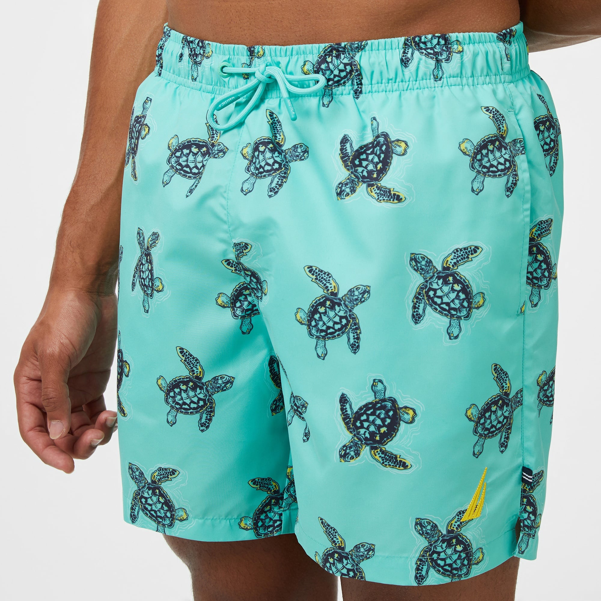 Nautica Erkek Yeşil Regular Fit Desenli Deniz Şortu