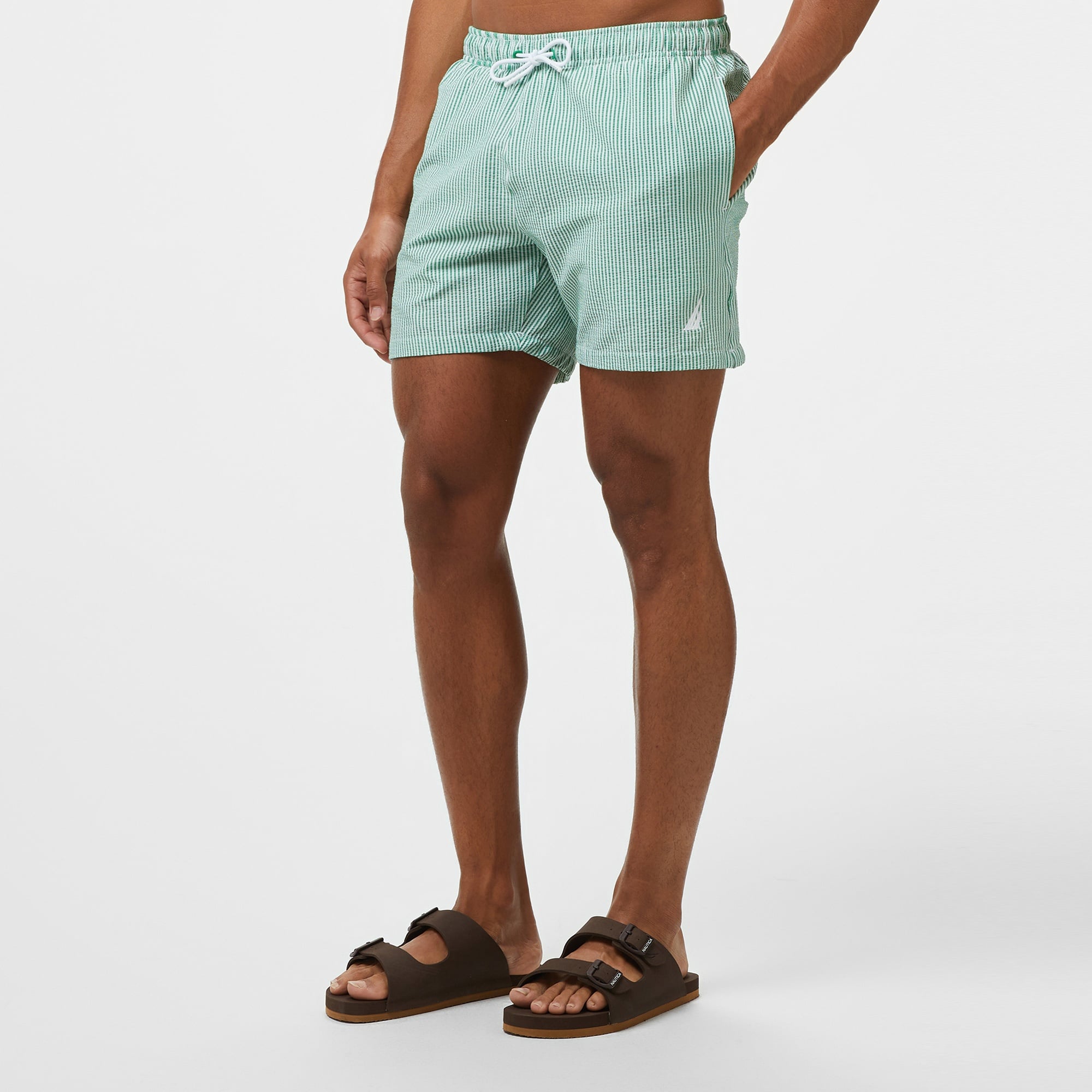 Nautica Erkek Yeşil Çizgili Deniz Şortu