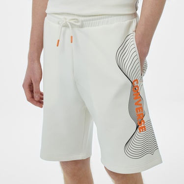  Converse Baskılı Erkek Oversize Fit Beyaz Şort