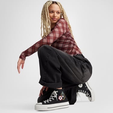  Converse Chuck Taylor All Star Lift Platform Floral Kadın Siyah Sneaker