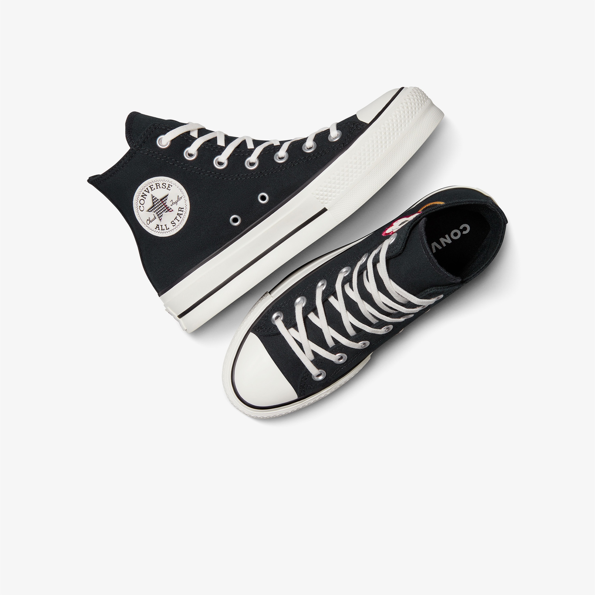 Converse Chuck Taylor All Star Lift Platform Floral Kadın Siyah Sneaker