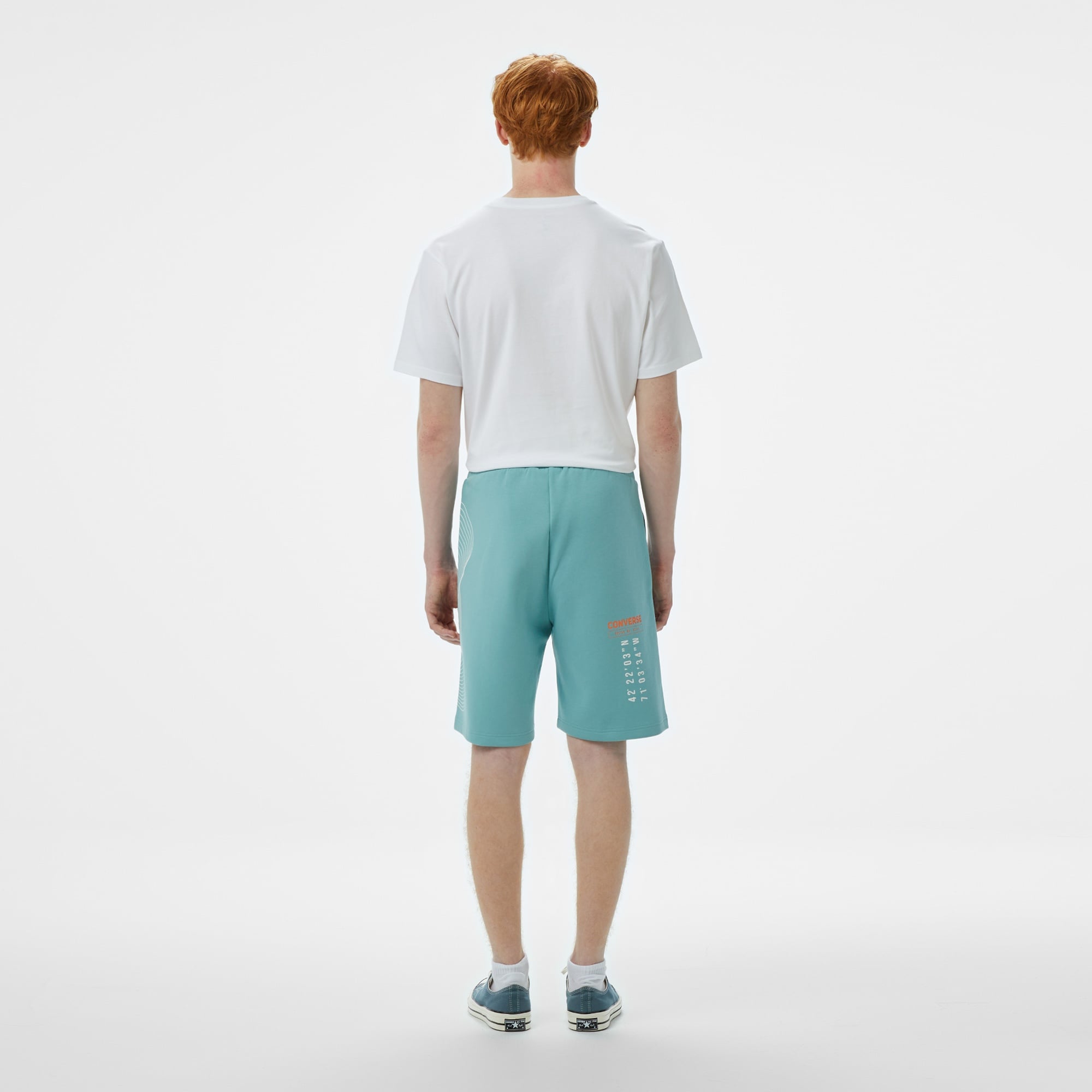 Converse Baskılı Erkek Oversize Fit Mavi Şort