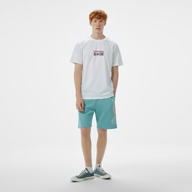  Converse Baskılı Erkek Oversize Fit Mavi Şort