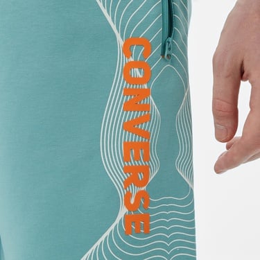  Converse Baskılı Erkek Oversize Fit Mavi Şort