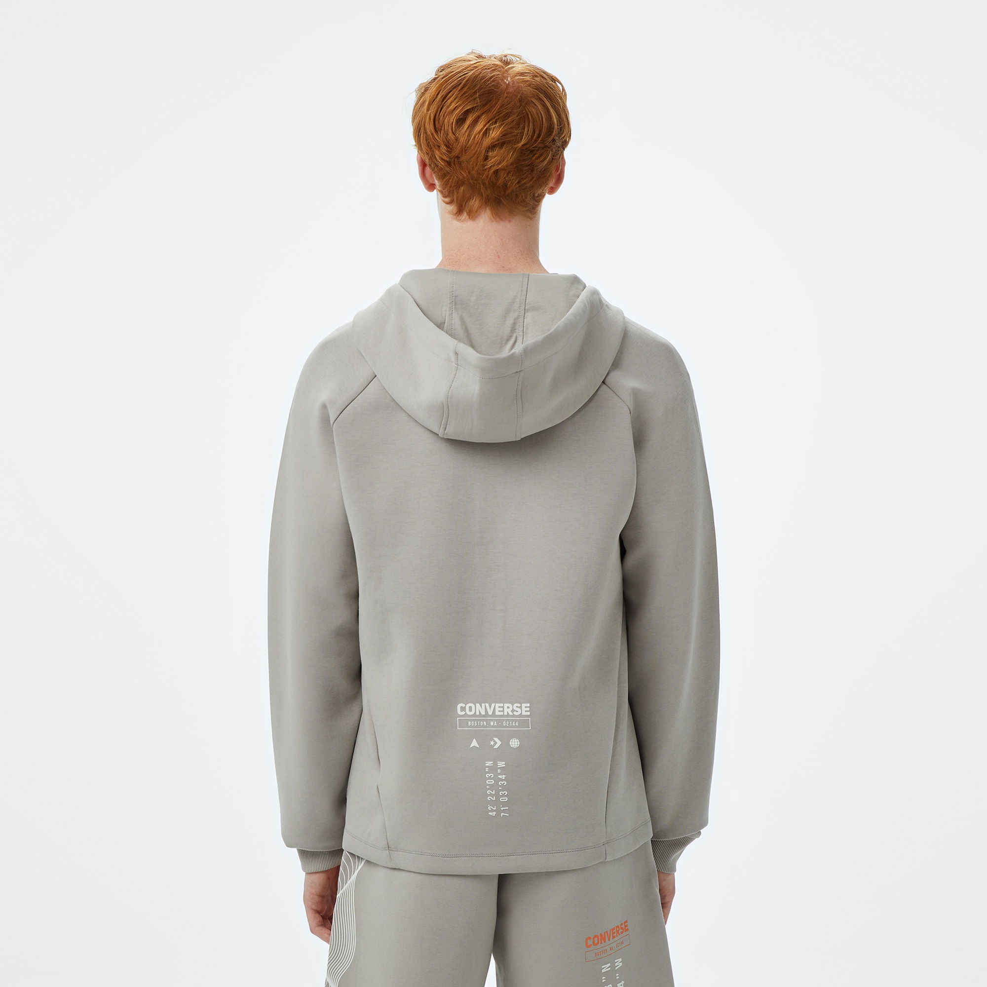 Converse Star Chevron Baskılı Regular Fit Erkek Gri Hoodie