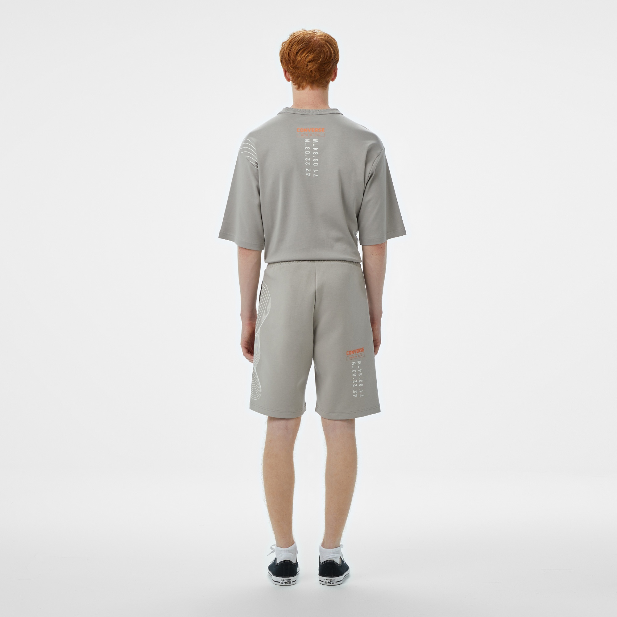 Converse Baskılı Erkek Oversize Fit Gri Şort