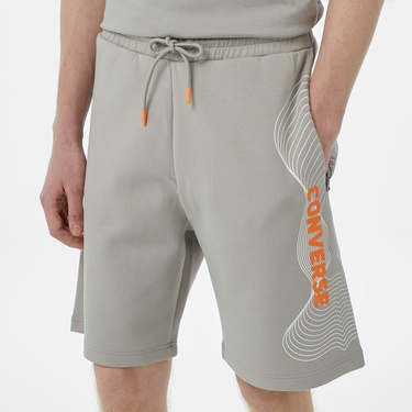  Converse Baskılı Erkek Oversize Fit Gri Şort