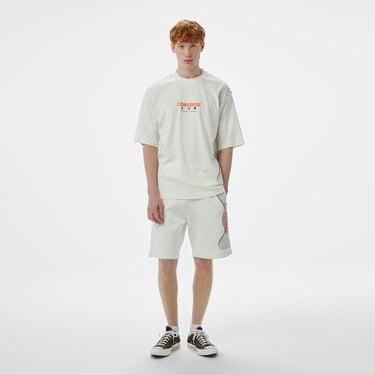  Converse Star Chevron Baskılı Oversize Fit Erkek Beyaz T-Shirt