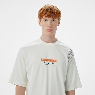  Converse Star Chevron Baskılı Oversize Fit Erkek Beyaz T-Shirt