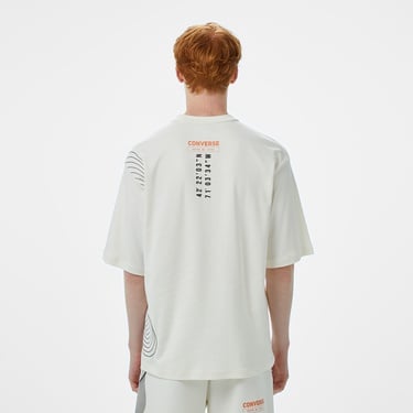  Converse Star Chevron Baskılı Oversize Fit Erkek Beyaz T-Shirt