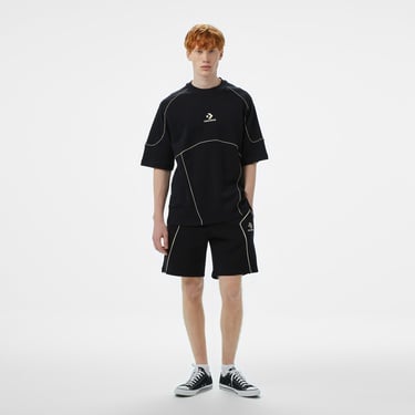  Converse Star Chevron Baskılı Oversize Fit Erkek Siyah T-Shirt