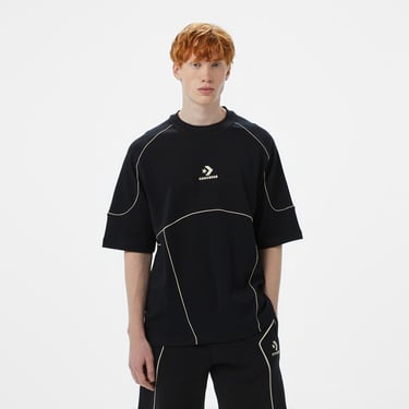  Converse Star Chevron Baskılı Oversize Fit Erkek Siyah T-Shirt